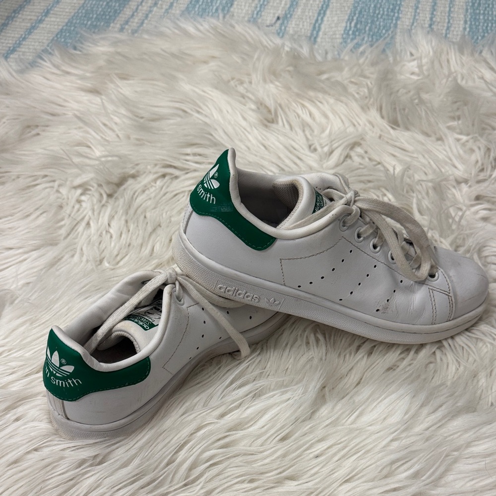 Adidas Kids' White and Green Stan Smith Sneakers